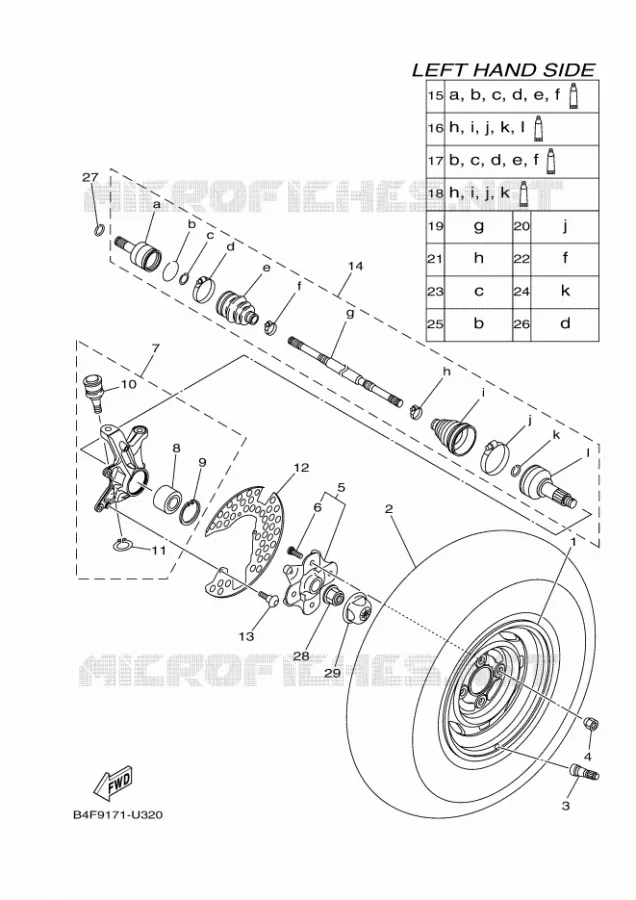 ROUE AVANT Yamaha QUAD 700 2019 GRIZZLY  YFM700FWAD/YFM70GPXK