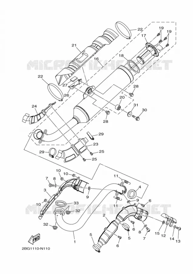 ECHAPPEMENT Yamaha QUAD 700 2019 GRIZZLY  YFM700FWAD/YFM70GPXK