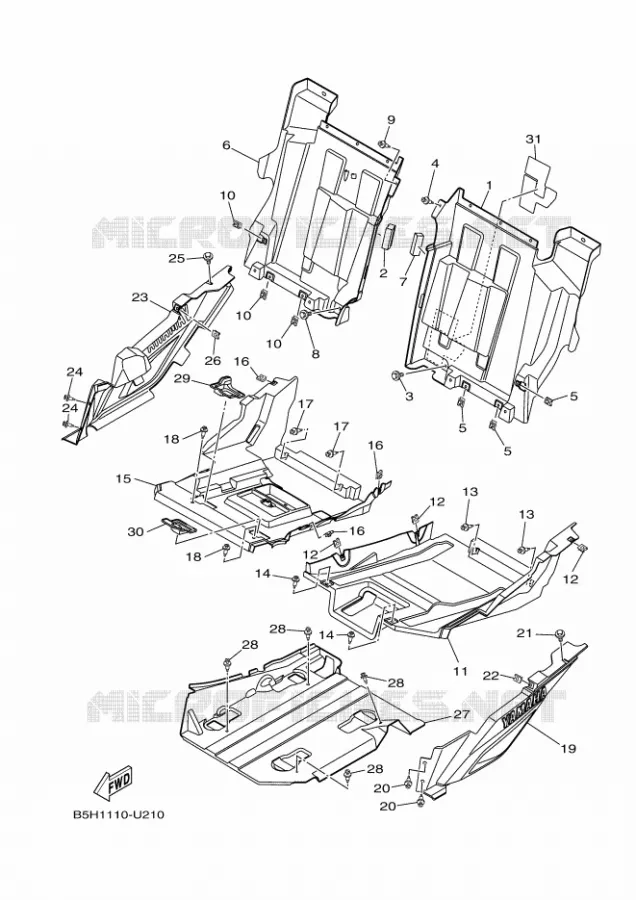 COUVERCLE LATERAL Yamaha SIDE BY SIDE 1000 2019 YXZ  YXZ1000ETS/YXZ10YESKL