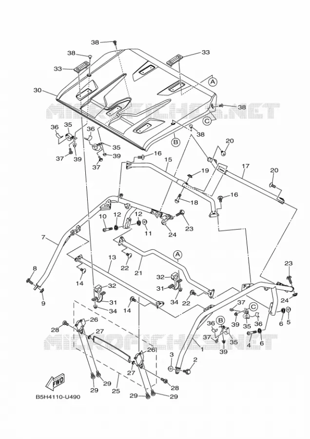 PARE CHOCS 2 Yamaha SIDE BY SIDE 1000 2019 YXZ  YXZ1000ETS/YXZ10YESKL