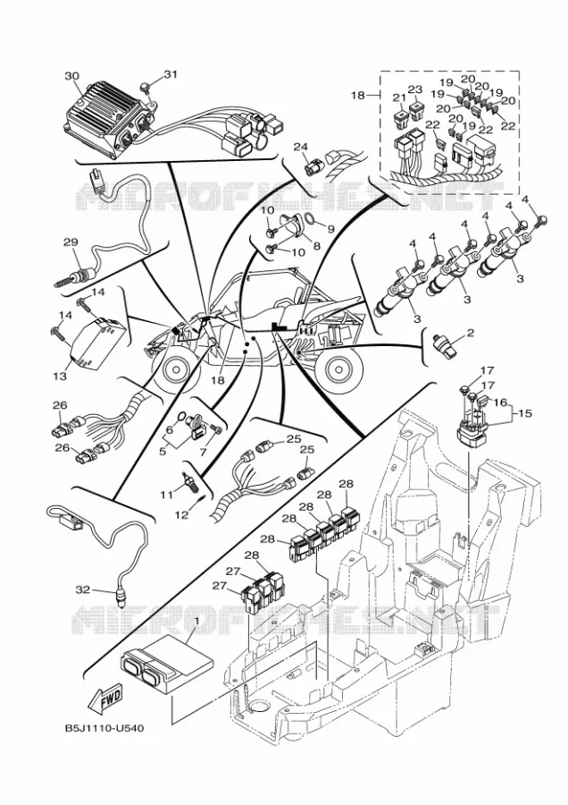 PARTIE ELECTRIQUE 1 Yamaha SIDE BY SIDE 1000 2019 YXZ  YXZ1000E
