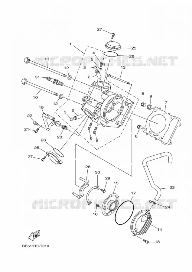 CULASSE Yamaha QUAD 450 2019 KODIAK  YFM450FWBD/YFM45KPLK