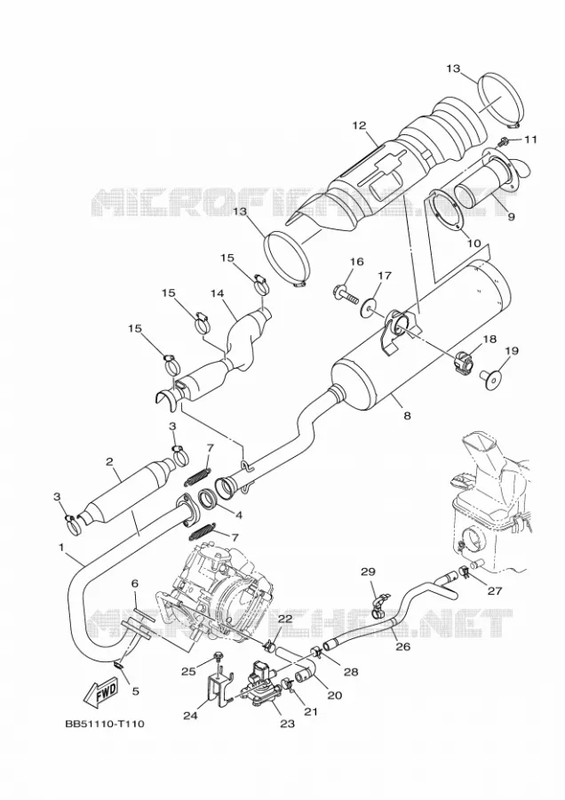 ECHAPPEMENT Yamaha QUAD 450 2019 KODIAK  YFM450FWBD/YFM45KPLK