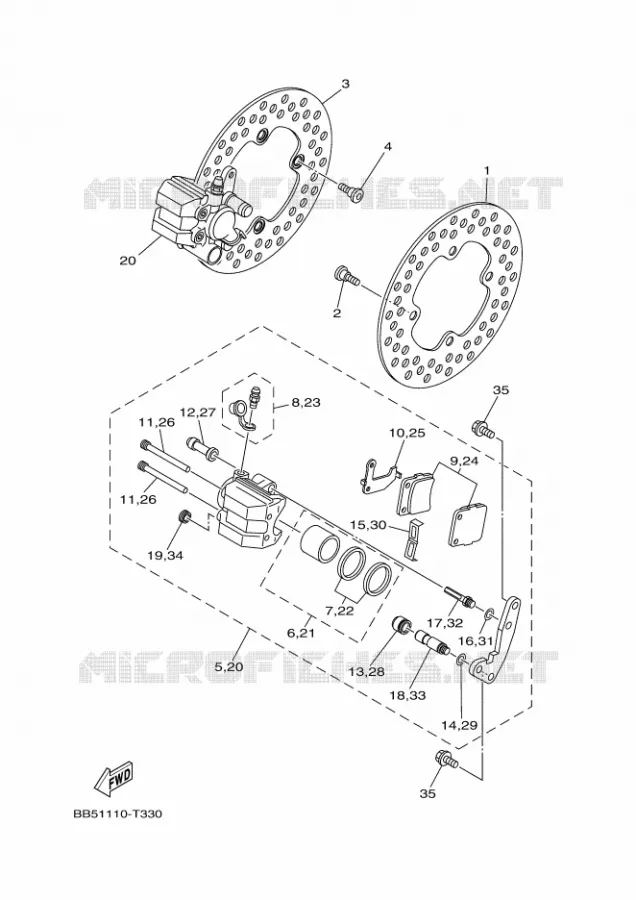 ETRIER DE FREIN AVANT Yamaha QUAD 450 2019 KODIAK  YFM450FWB/YFM45KDXK