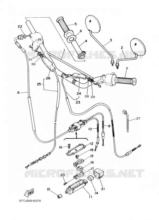 GUIDON ET CABLES Yamaha MOTO 125 2020 DT  DT125