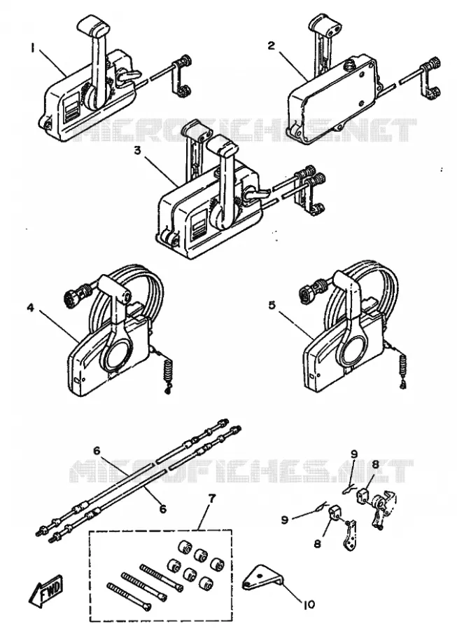 BOITIER DE COMMANDE A DISTANCE Yamaha OUTBOARD ENGINES 40hp (29.4kW) 1993 40  40H