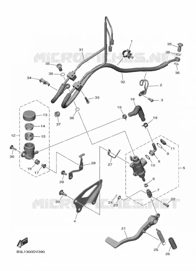 MAITRE CYLINDRE DE FREIN ARRIERE Yamaha MOTO 1000 2020 R1M  YZF-R1M