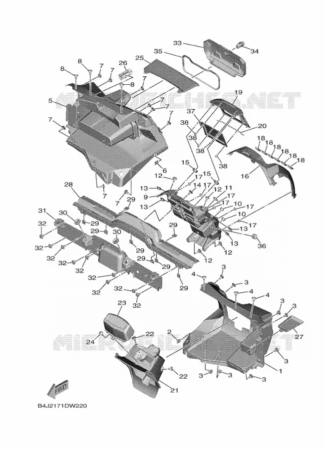 GARDE BOUE AVANT 1 Yamaha SIDE BY SIDE 1000 2021 WOLVERINE  YXE1000EWS/YX10EPSM