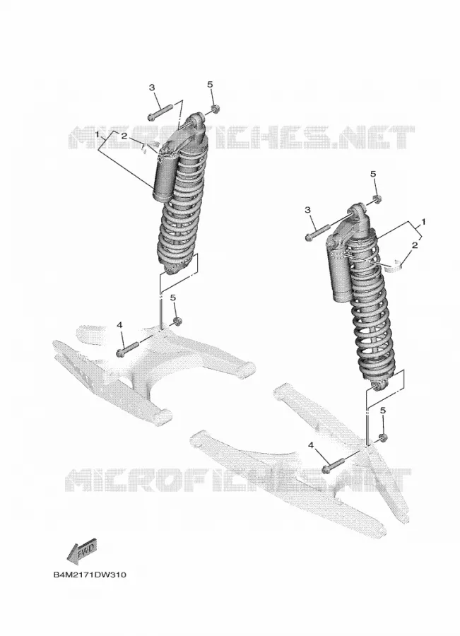 AMMORTISSEUR ARRIERE Yamaha SIDE BY SIDE 1000 2021 WOLVERINE  YXE1000EWS/YX10EPSM