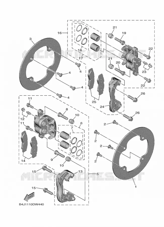 ETRIER DE FREIN AR Yamaha SIDE BY SIDE 1000 2021 WOLVERINE  YXE1000EW/YX10EPAM