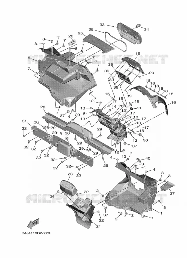 GARDE BOUE AVANT 1 Yamaha SIDE BY SIDE 1000 2021 WOLVERINE  YXE1000EW/YX10EPAM