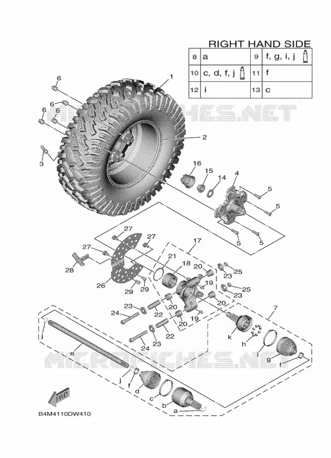 ROUE ARRIERE 2 Yamaha SIDE BY SIDE 1000 2021 WOLVERINE  YXE1000EW/YX10EPAM