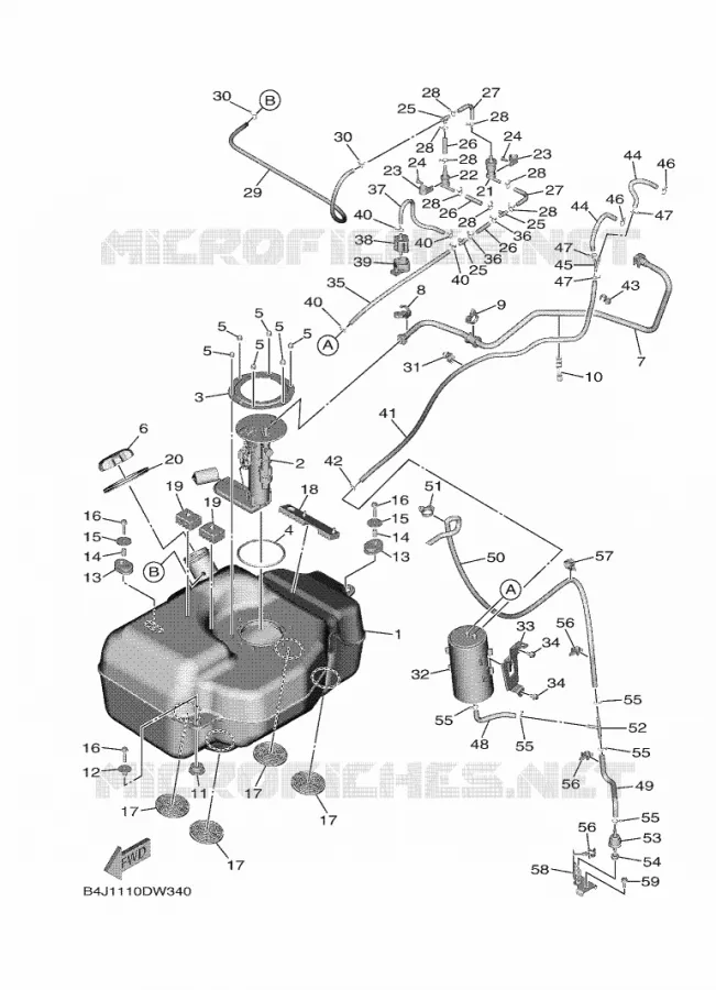 RESERVOIR A CARBURANT Yamaha SIDE BY SIDE 1000 2021 WOLVERINE  YXF1000EWS/YX10FPSM