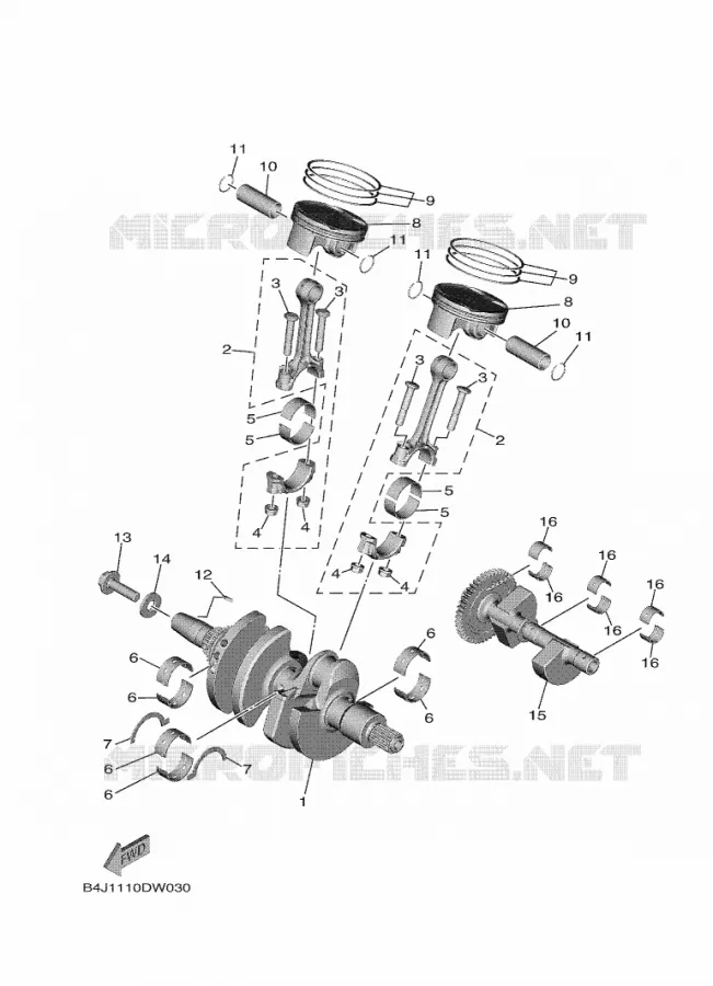 VILEBREQUIN / PISTON Yamaha SIDE BY SIDE 1000 2021 WOLVERINE  YXF1000EW/YX10FPAM