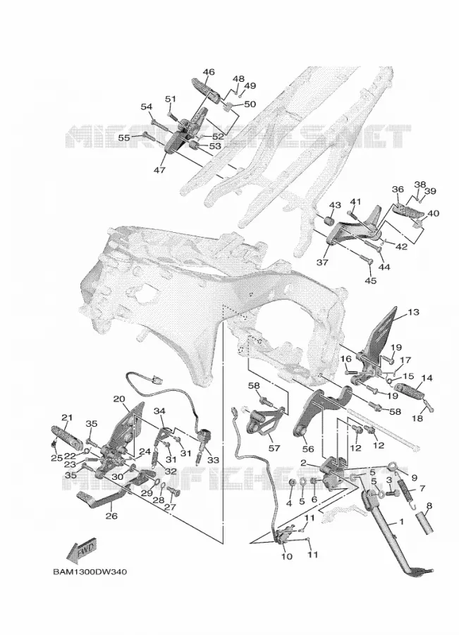 SUPPORT / REPOSE PIEDS Yamaha MOTO 900 2021 MT  MTN890D