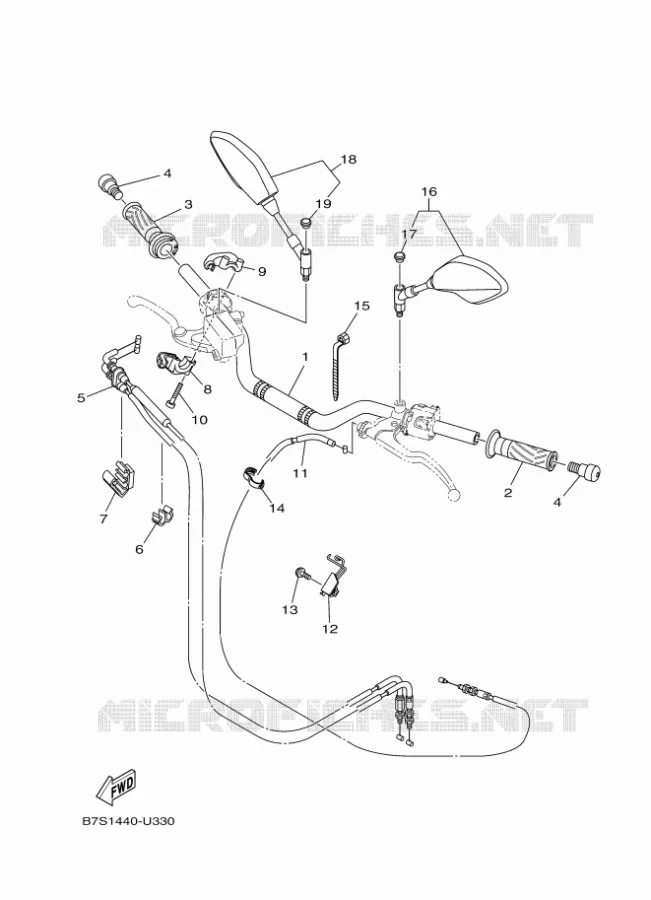 GUIDON ET CABLES Yamaha MOTO 700 2020 MT  MTN690-U