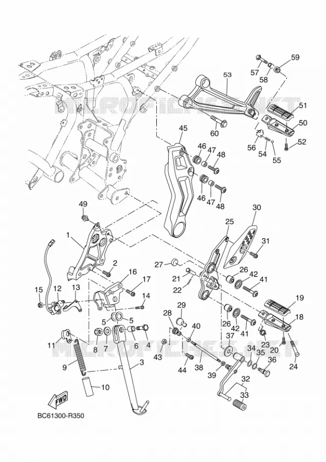 SUPPORT / REPOSE PIEDS Yamaha MOTO 700 2020 TRACER  MTT690-U