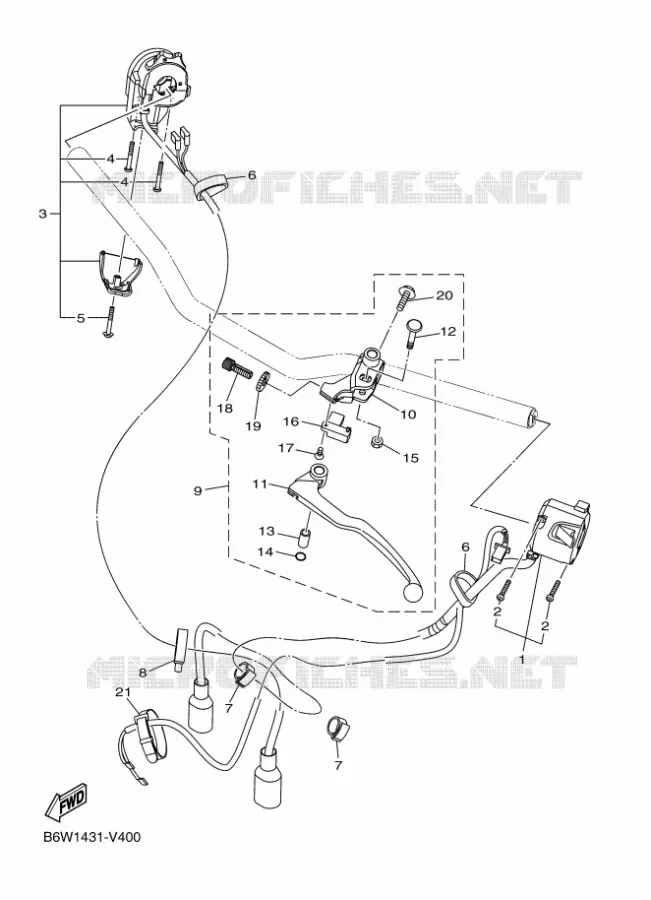 COMMODO / LEVIER Yamaha MOTO 300 2020 MT  MTN320-A