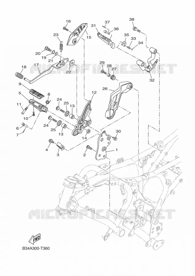 SUPPORT / REPOSE PIEDS 2 Yamaha MOTO 700 2020 XSR  MTM690-U