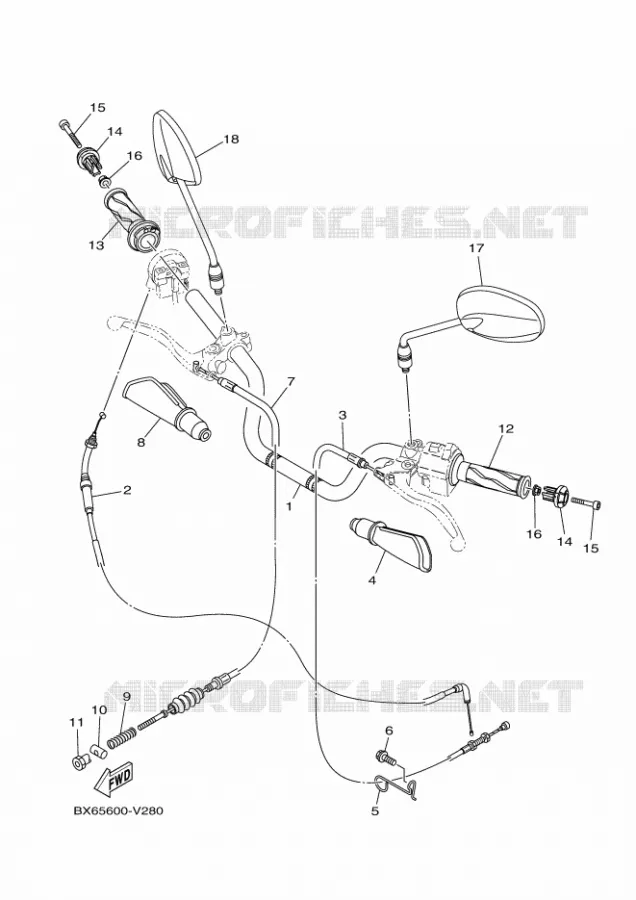 GUIDON ET CABLES Yamaha MOTO 110 2020 CRUX  YD110D-4