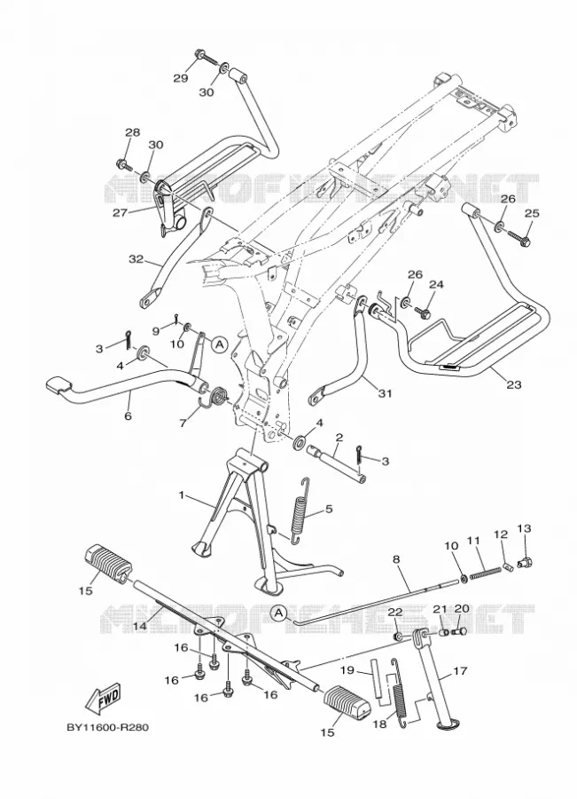 SUPPORT / REPOSE PIEDS Yamaha MOTO 110 2020 CRUX  YD110D-4