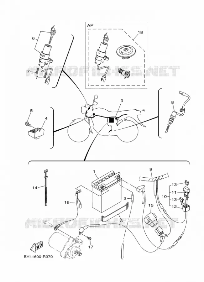 PARTIE ELECTRIQUE 1 Yamaha MOTO 110 2020 CRUX  YD110D-4