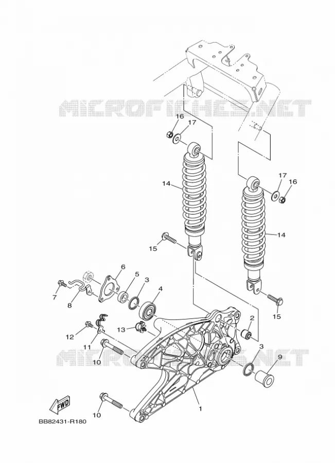 BRAS OSCILLANT / AMORTISSEUR Yamaha SCOOTER 155 2020 TRICITY  MWS150-A