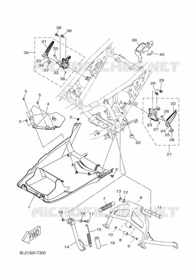 SUPPORT / REPOSE PIEDS Yamaha SCOOTER 125 2020 XMAX  YP125RA
