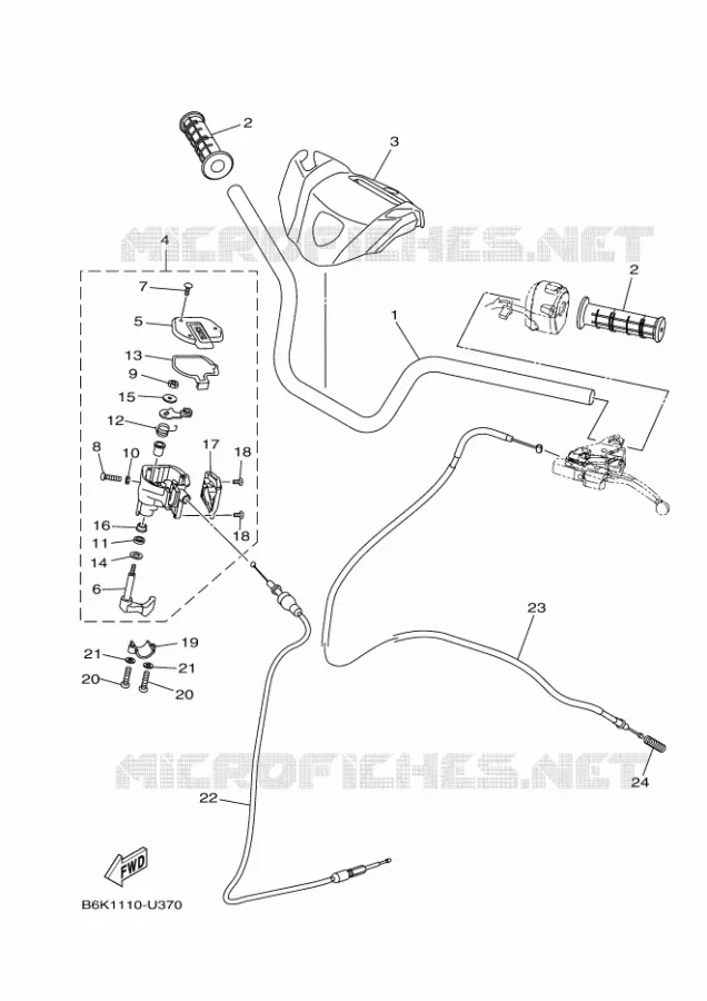 GUIDON ET CABLES Yamaha QUAD 700 2020 KODIAK  YFM700FWB