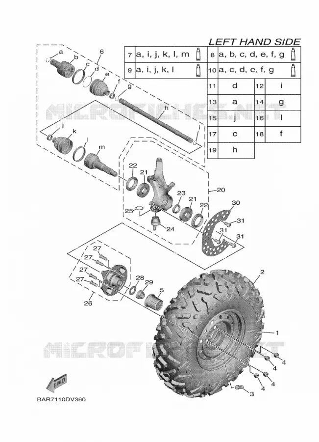 ROUE AVANT Yamaha SIDE BY SIDE 850 2020 WOLVERINE  YXF850E/YXF85WPBL