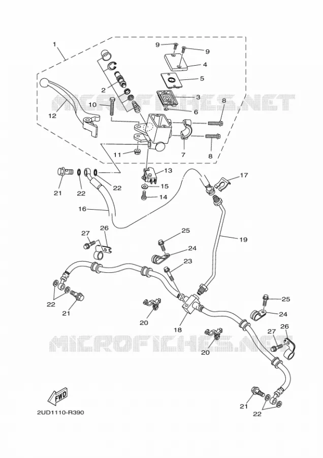 MAITRE CYLINDRE DE FREIN AVANT Yamaha QUAD 700 2020 GRIZZLY  YFM700FWAD