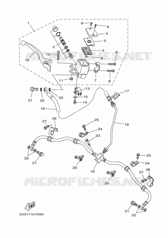 MAITRE CYLINDRE DE FREIN AVANT Yamaha QUAD 700 2020 GRIZZLY  YFM700FWAD