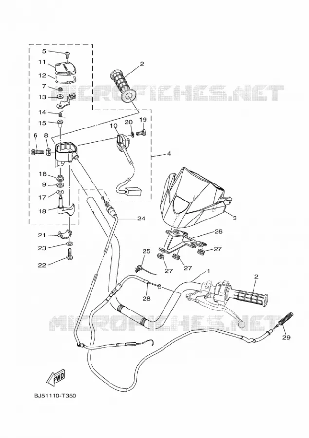 GUIDON ET CABLES Yamaha QUAD 450 2020 KODIAK  YFM450FWB