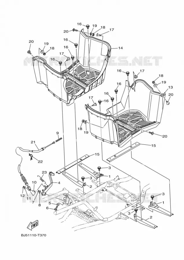SUPPORT / REPOSE PIEDS Yamaha QUAD 450 2020 KODIAK  YFM450FWB
