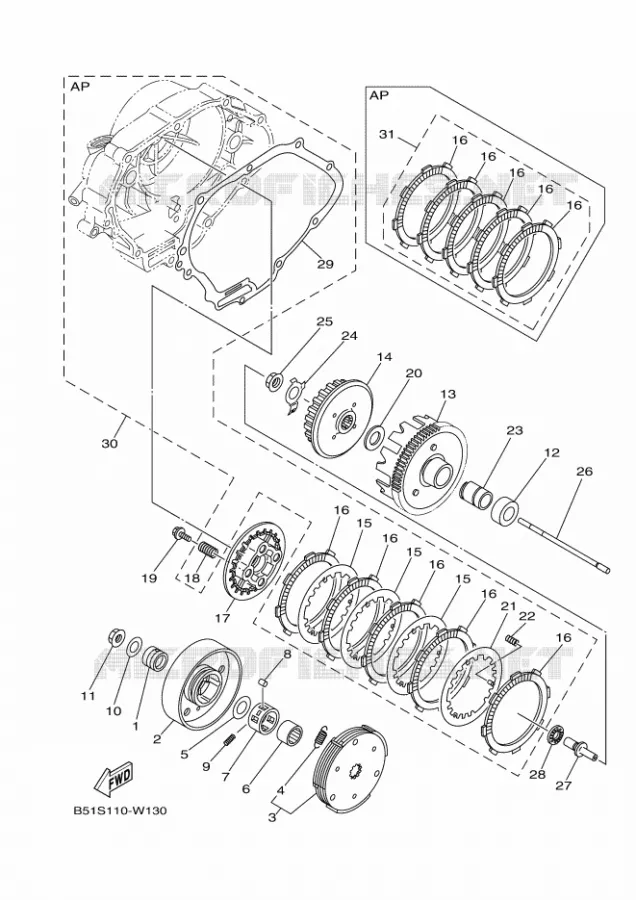 EMBRAYAGE DE DEMARREUR Yamaha MOTO 110 2021 TTR  TT-R110E