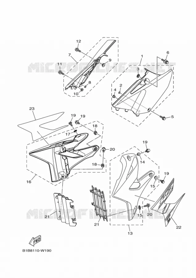 COUVERCLE LATERAL Yamaha MOTO 250 2021 YZ  YZ250