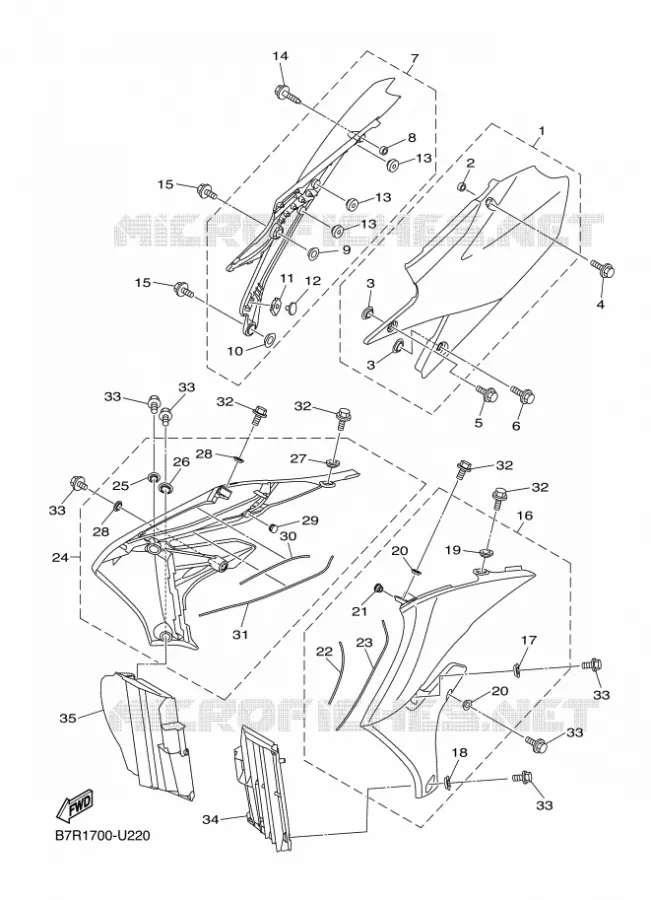 COUVERCLE LATERAL Yamaha MOTO 250 2021 WRF  WR250F
