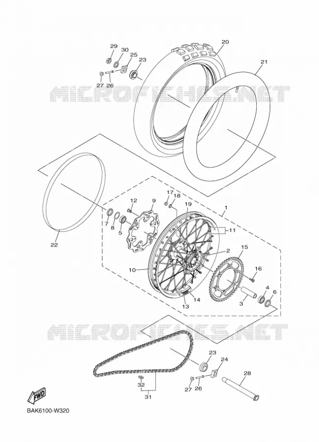 ROUE ARRIERE Yamaha MOTO 250 2021 WRF  WR250F