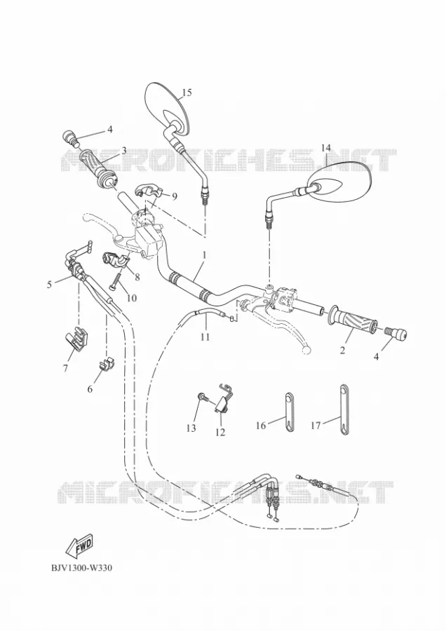 GUIDON ET CABLES Yamaha MOTO 700 2021 XSR  MTM690
