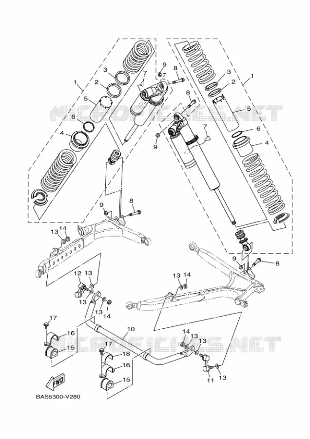 AMMORTISSEUR ARRIERE Yamaha SIDE BY SIDE 1000 2021 YXZ  YXZ1000E