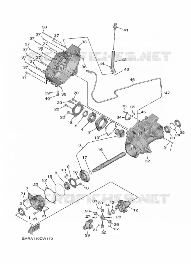 TRANSMISSION INTERMEDIAIRE Yamaha SIDE BY SIDE 850 2021 WOLVERINE  YXF850E/YXF85WPAM