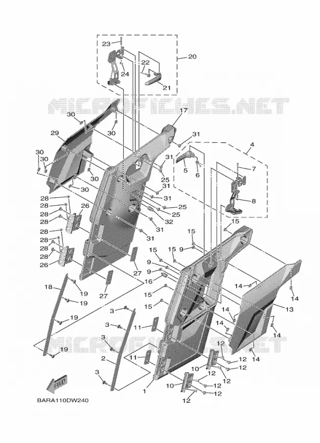 CACHE LATERAL 2 Yamaha SIDE BY SIDE 850 2021 WOLVERINE  YXF850E/YXF85WPAM