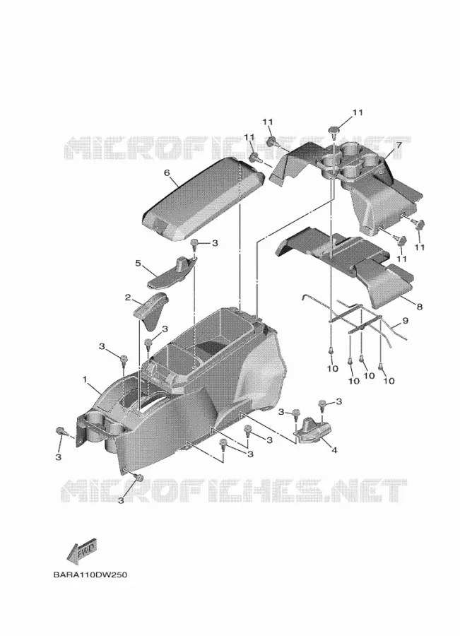 COUVERCLE LATERAL 3 Yamaha SIDE BY SIDE 850 2021 WOLVERINE  YXF850E/YXF85WPAM