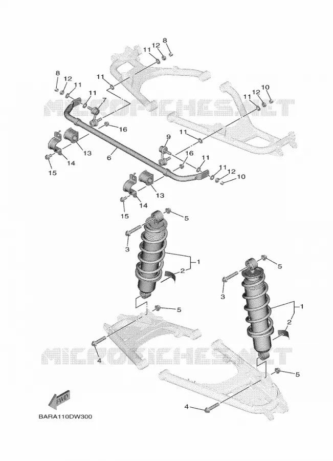 AMMORTISSEUR ARRIERE Yamaha SIDE BY SIDE 850 2021 WOLVERINE  YXF850E/YXF85WPAM