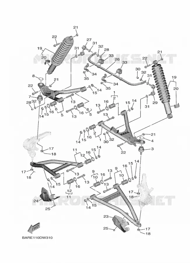 SUSPENSION / ROUE AVANT Yamaha SIDE BY SIDE 850 2021 WOLVERINE  YXF850E/YXF85WPAM