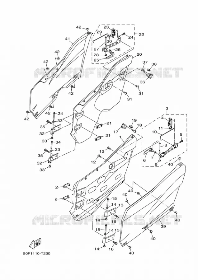 COUVERCLE LATERAL 3 Yamaha SIDE BY SIDE 1000 2021 YXZ  YXZ1000ET