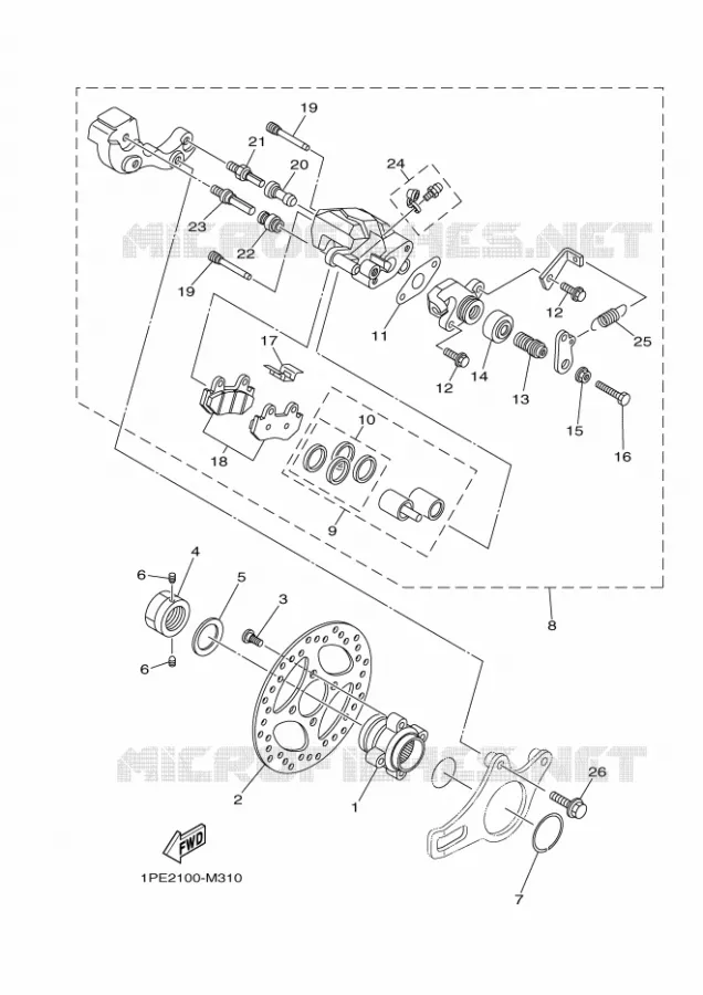 ETRIER DE FREIN AR Yamaha QUAD 700 2021 RAPTOR  YFM700R