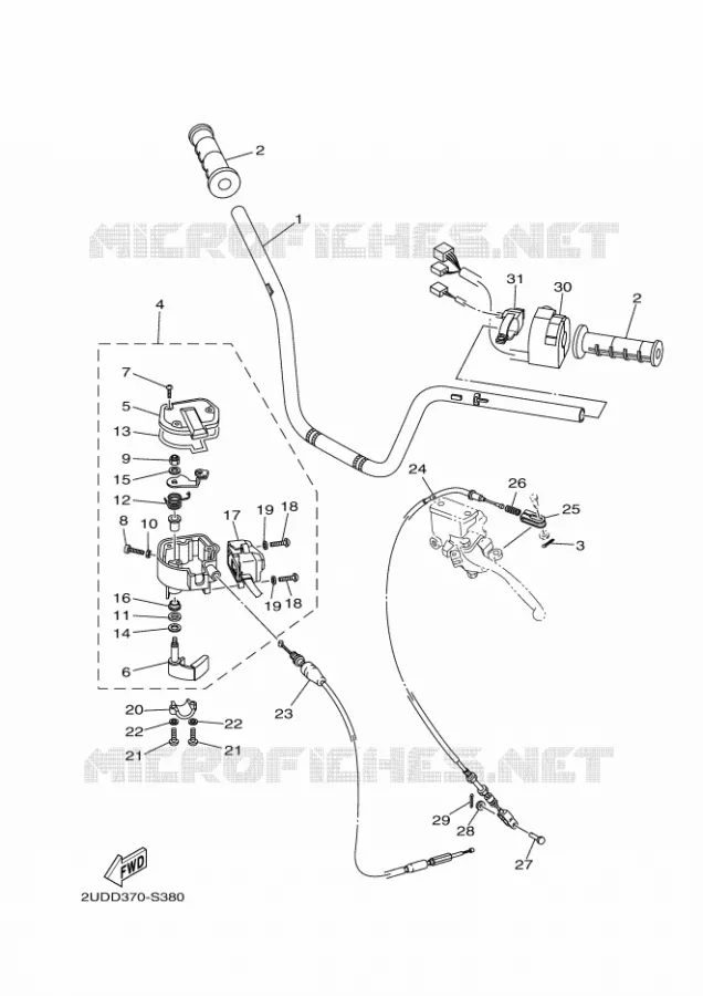 GUIDON ET CABLES Yamaha QUAD 700 2021 GRIZZLY  YFM700FWAD