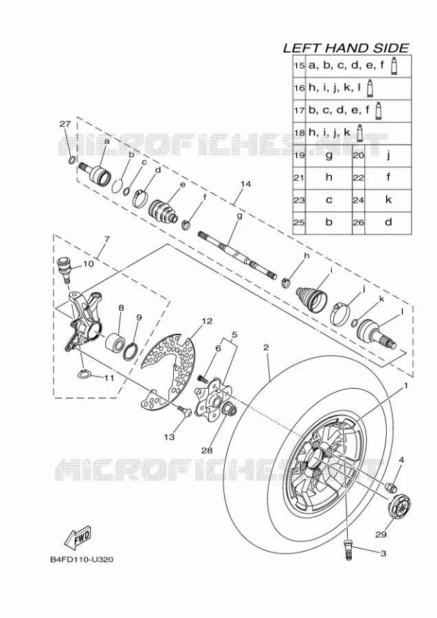 ROUE AVANT Yamaha QUAD 700 2021 GRIZZLY  YFM700FWAD
