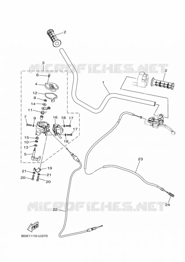 GUIDON ET CABLES Yamaha QUAD 700 2021 KODIAK  YFM700FWBD